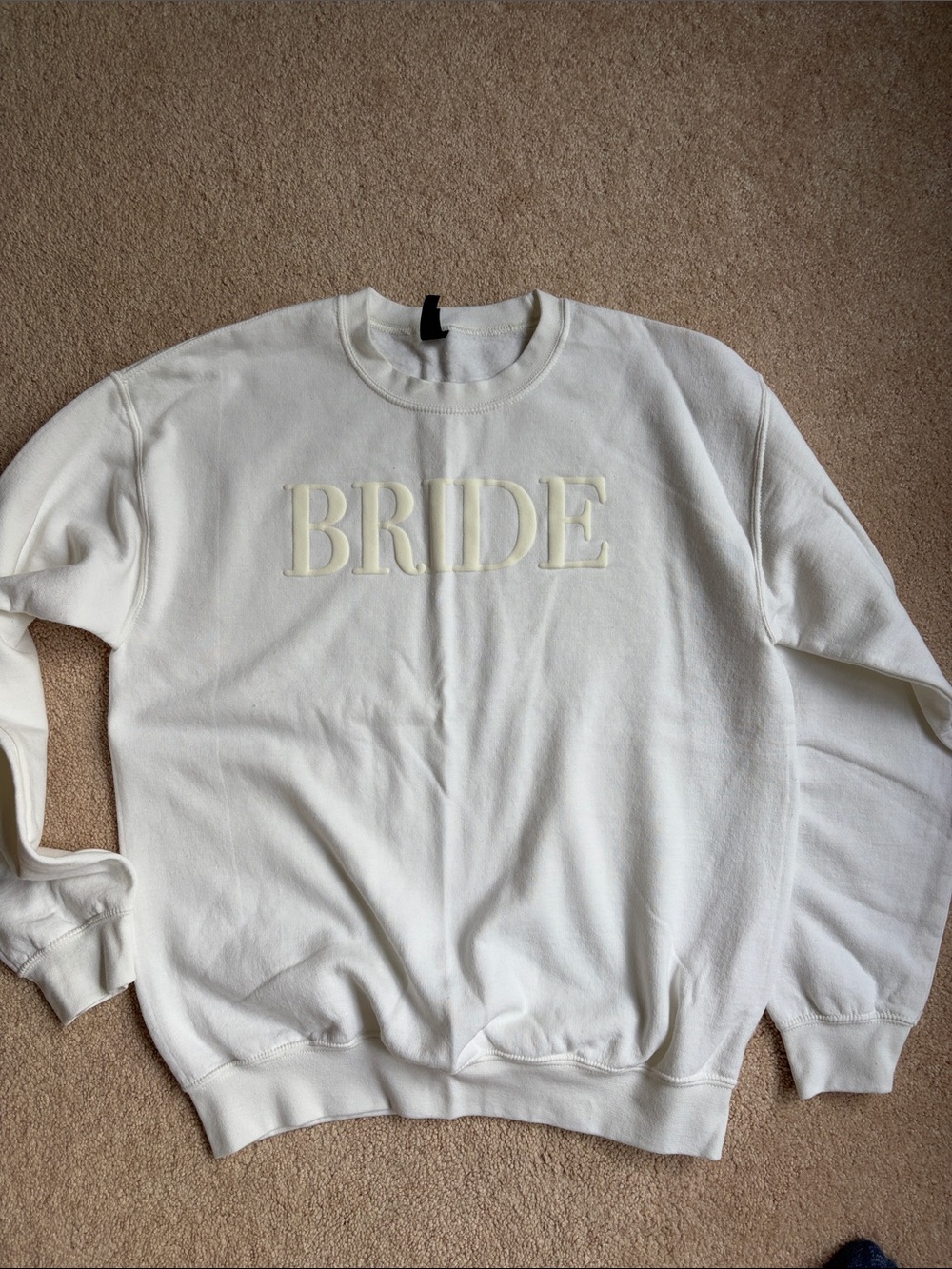 NWOT Ivory 'BRIDE' Embroidered Crewneck Sweatshirt